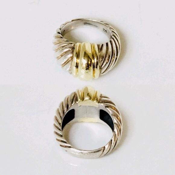David Yurman Sterling & 14k Gold Cable Dome Ring - Picture 5 of 8